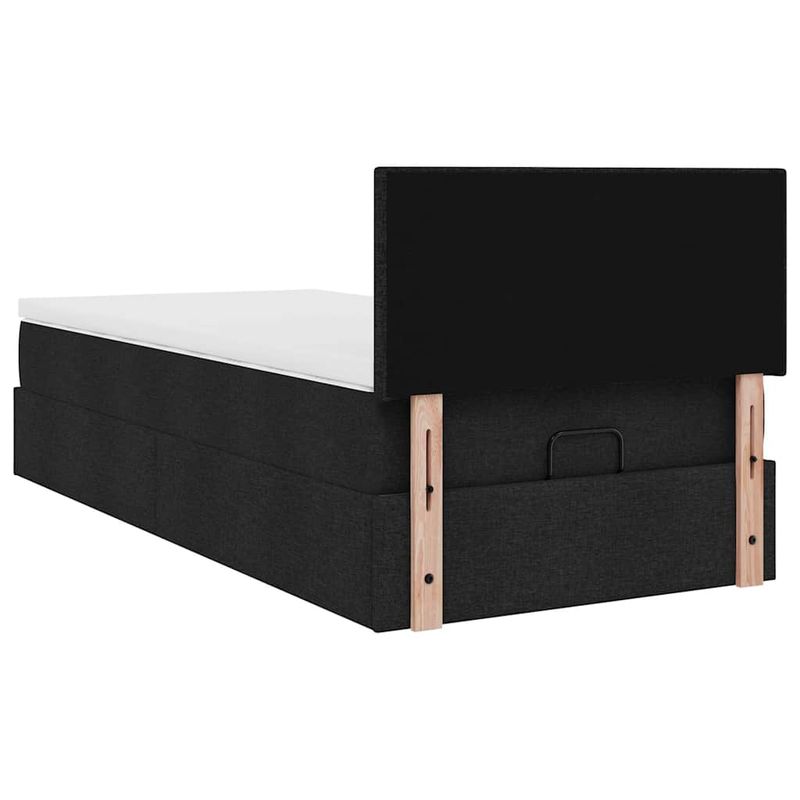 Casa si Gradina - Mobilier - Paturi si accesorii - Paturi - Cadru de pat otoman cu saltea tesatura neagra 100x200cm - Infinity.ro