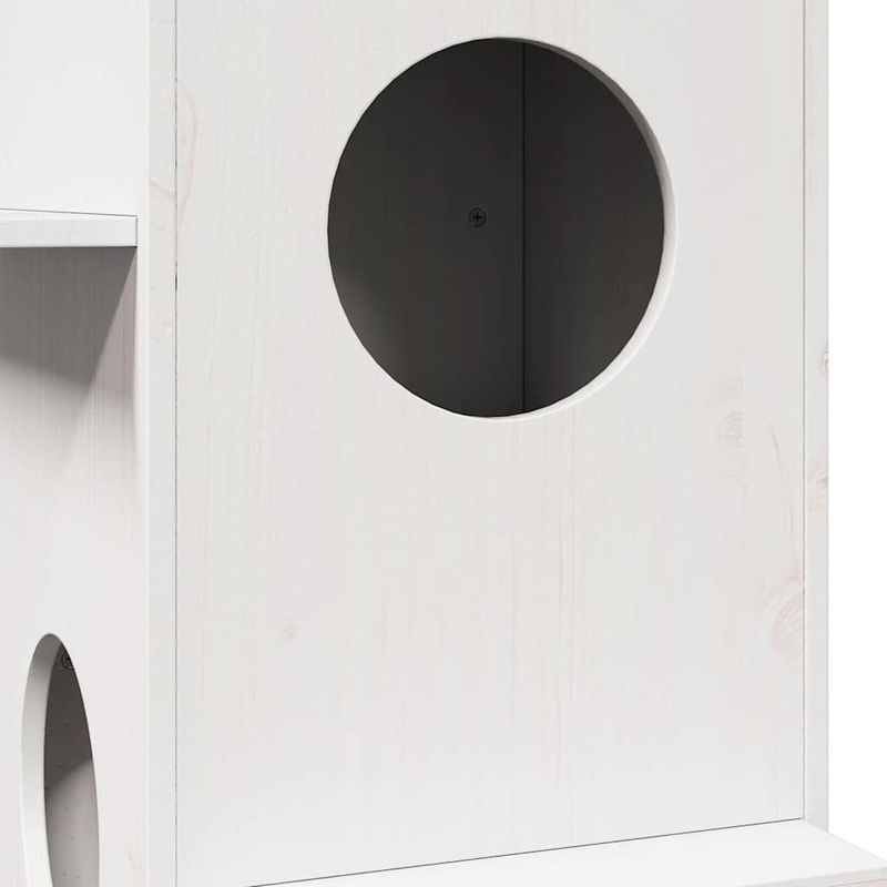 Petshop - Accesorii petshop - Jucarii animale - Ansambluri de joaca - Casa pentru pisici alba 43x43x90 cm din lemn masiv de pin - Infinity.ro