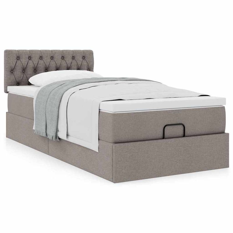 Casa si Gradina - Mobilier - Paturi si accesorii - Paturi - Cadru de pat otoman cu saltea Taupe 80x200cm Material - Infinity.ro