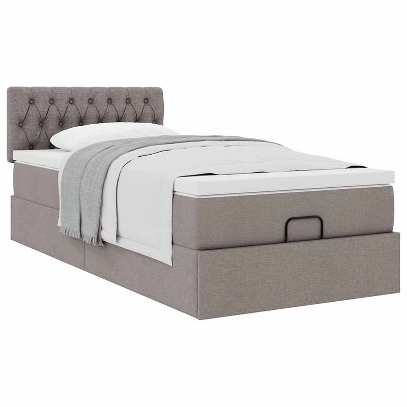 Casa si Gradina - Mobilier - Paturi si accesorii - Paturi - Cadru de pat otoman cu saltea Taupe 80x200cm Material - Infinity.ro