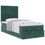Casa si Gradina - Mobilier - Paturi si accesorii - Paturi - Cadru de pat otoman cu saltele, catifea verde inchis 90x200cm - Infinity.ro