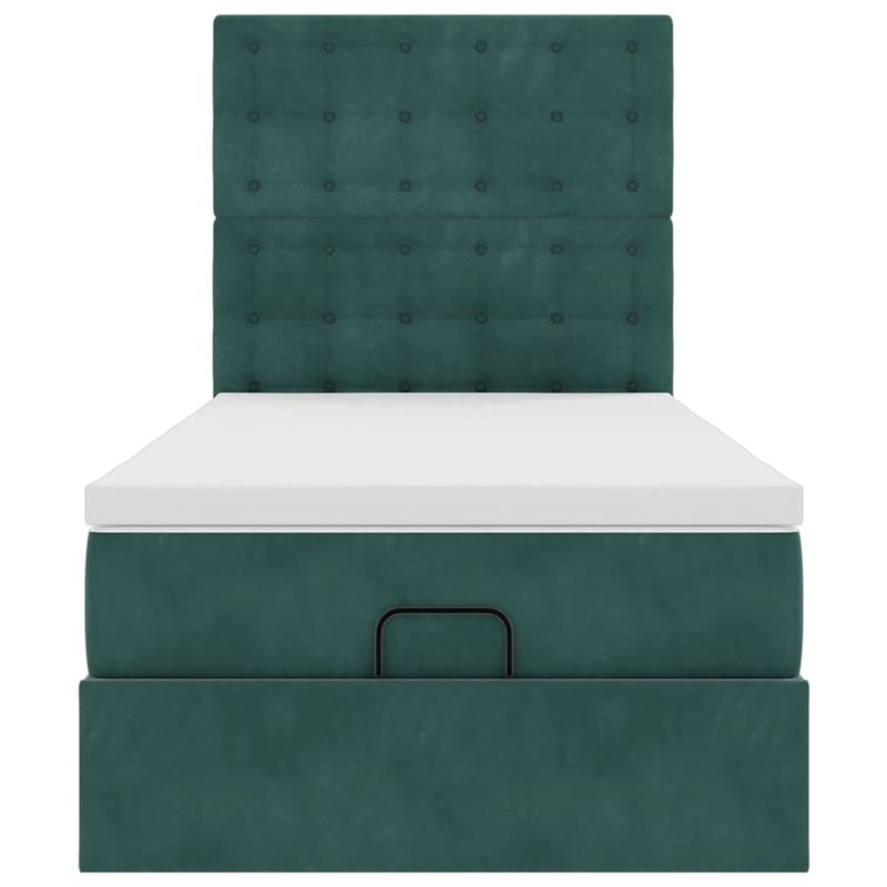 Casa si Gradina - Mobilier - Paturi si accesorii - Paturi - Cadru de pat otoman cu saltele, catifea verde inchis 90x200cm - Infinity.ro