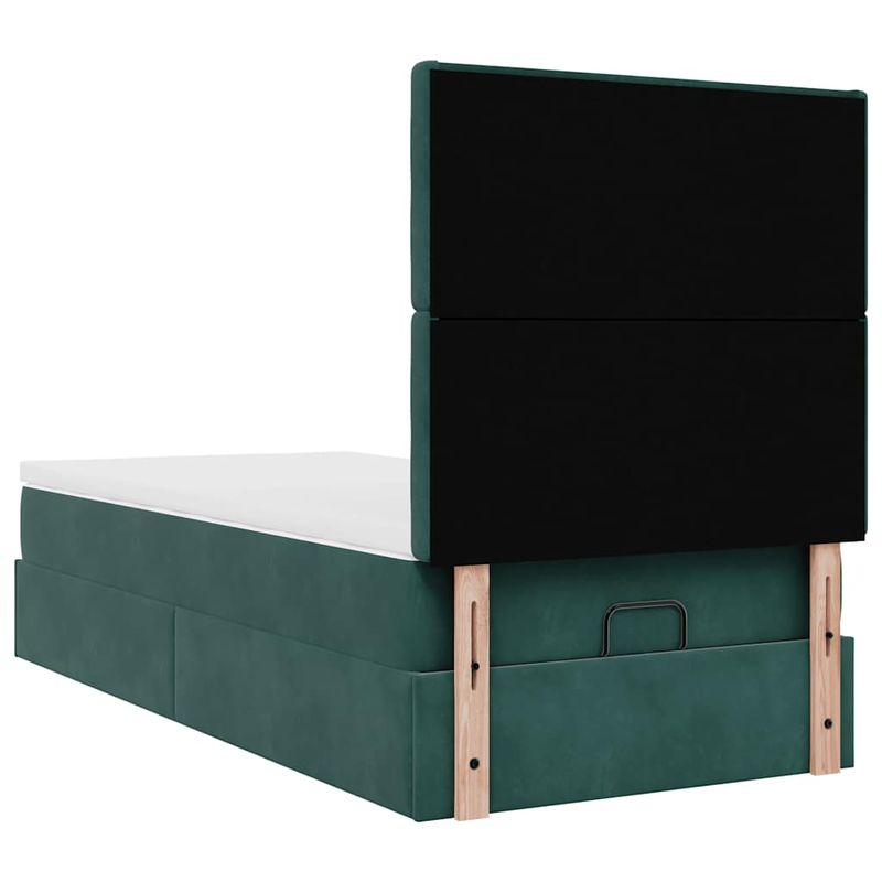 Casa si Gradina - Mobilier - Paturi si accesorii - Paturi - Cadru de pat otoman cu saltele, catifea verde inchis 90x200cm - Infinity.ro