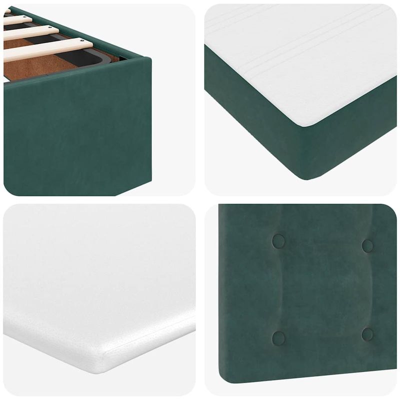 Casa si Gradina - Mobilier - Paturi si accesorii - Paturi - Cadru de pat otoman cu saltele, catifea verde inchis 90x200cm - Infinity.ro
