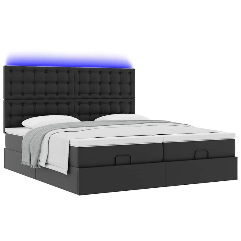 Casa si Gradina - Mobilier - Paturi si accesorii - Paturi - Cadru de pat otoman saltele Negru 160x200cm piele artificiala - Infinity.ro