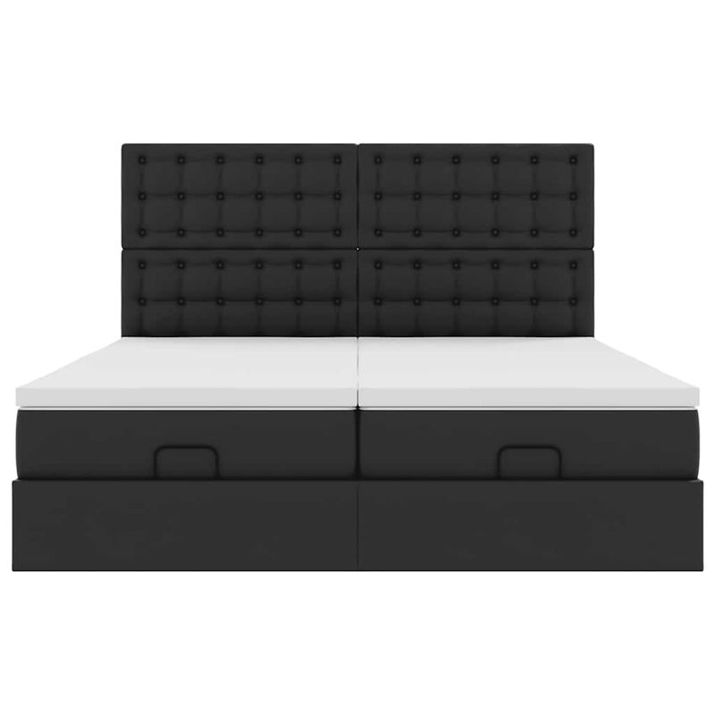 Casa si Gradina - Mobilier - Paturi si accesorii - Paturi - Cadru de pat otoman saltele Negru 160x200cm piele artificiala - Infinity.ro