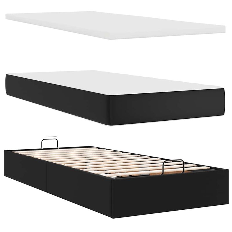 Casa si Gradina - Mobilier - Paturi si accesorii - Paturi - Cadru de pat otoman saltele Negru 160x200cm piele artificiala - Infinity.ro
