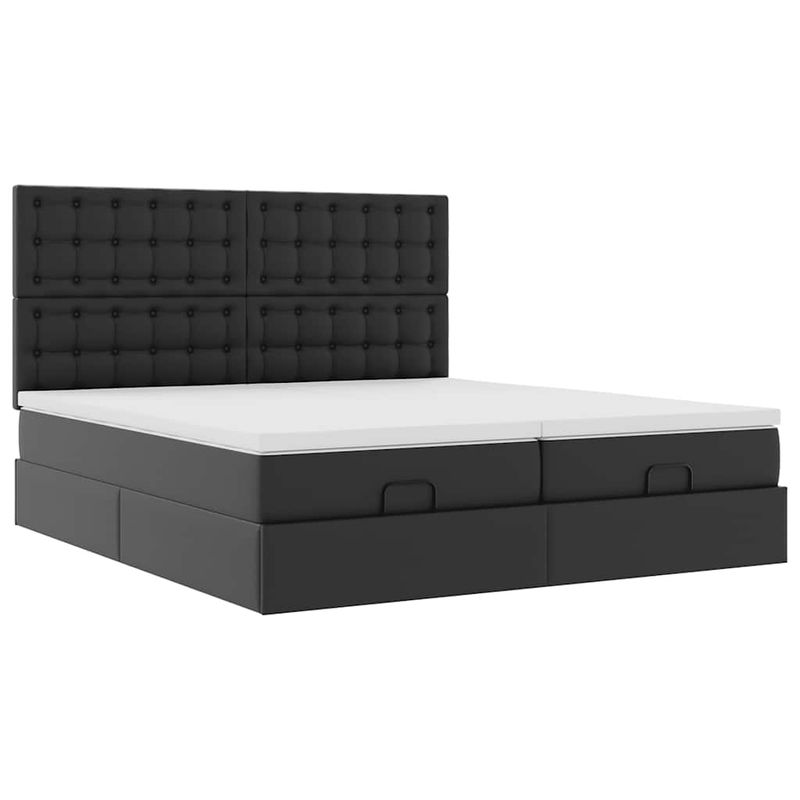 Casa si Gradina - Mobilier - Paturi si accesorii - Paturi - Cadru de pat otoman saltele Negru 160x200cm piele artificiala - Infinity.ro