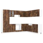 Casa si Gradina - Mobilier - Comode si corpuri - Corpuri bucatarie - Set dulap de bucatarie din 14 piese „Porto” stejar afumat Lemn - Infinity.ro