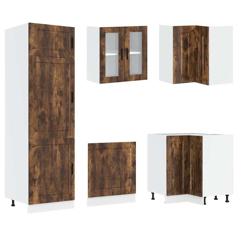 Casa si Gradina - Mobilier - Comode si corpuri - Corpuri bucatarie - Set dulap de bucatarie din 14 piese „Porto” stejar afumat Lemn - Infinity.ro