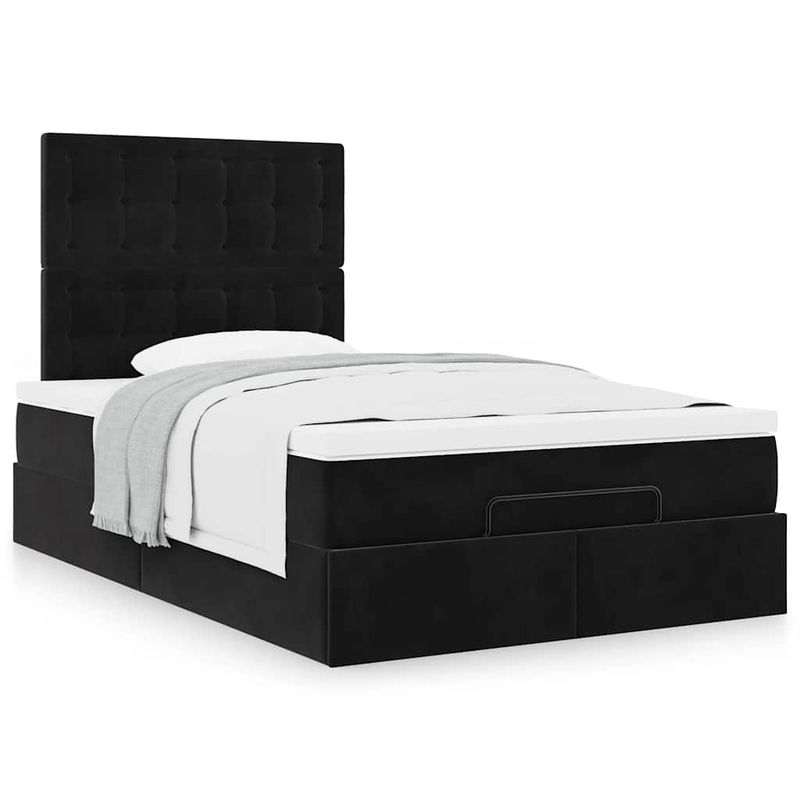 Casa si Gradina - Mobilier - Paturi si accesorii - Paturi - Cadru de pat otoman cu saltele, catifea neagra 120x200cm - Infinity.ro
