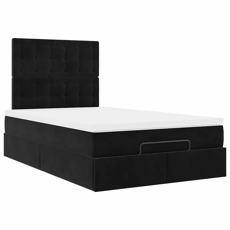 Casa si Gradina - Mobilier - Paturi si accesorii - Paturi - Cadru de pat otoman cu saltele, catifea neagra 120x200cm - Infinity.ro