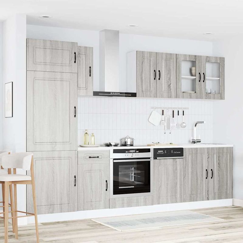 Casa si Gradina - Mobilier - Comode si corpuri - Corpuri bucatarie - Set de dulapuri de bucatarie 8 piese „Kalmar” lemn Sonoma gri - Infinity.ro