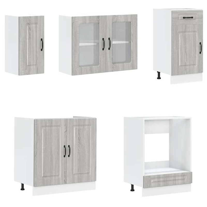 Casa si Gradina - Mobilier - Comode si corpuri - Corpuri bucatarie - Set de dulapuri de bucatarie 8 piese „Kalmar” lemn Sonoma gri - Infinity.ro
