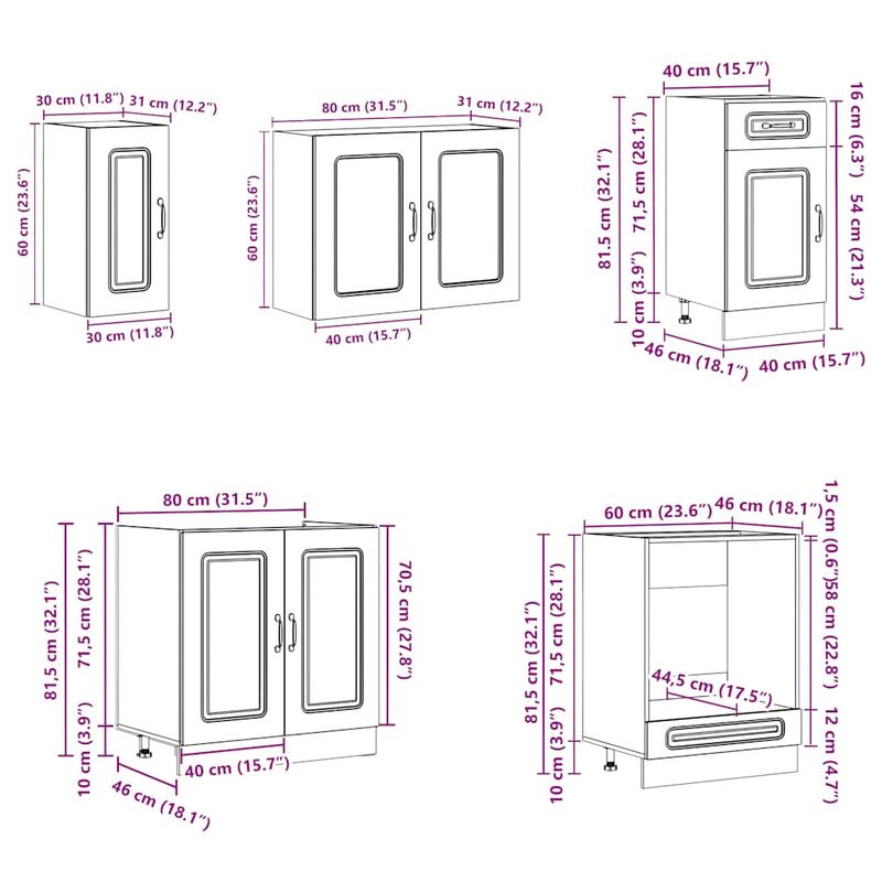 Casa si Gradina - Mobilier - Comode si corpuri - Corpuri bucatarie - Set de dulapuri de bucatarie 8 piese „Kalmar” lemn Sonoma gri - Infinity.ro
