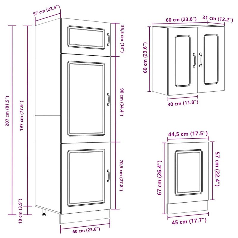Casa si Gradina - Mobilier - Comode si corpuri - Corpuri bucatarie - Set de dulapuri de bucatarie 8 piese „Kalmar” lemn Sonoma gri - Infinity.ro