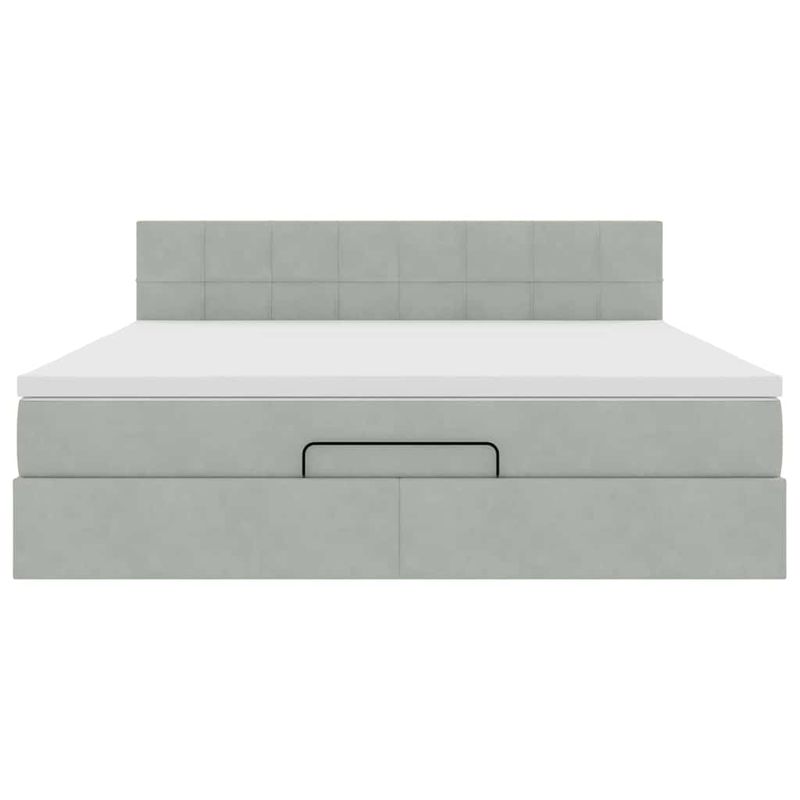 Casa si Gradina - Mobilier - Paturi si accesorii - Paturi - Cadru de pat otoman cu saltea Gri deschis 180x200cm catifea - Infinity.ro