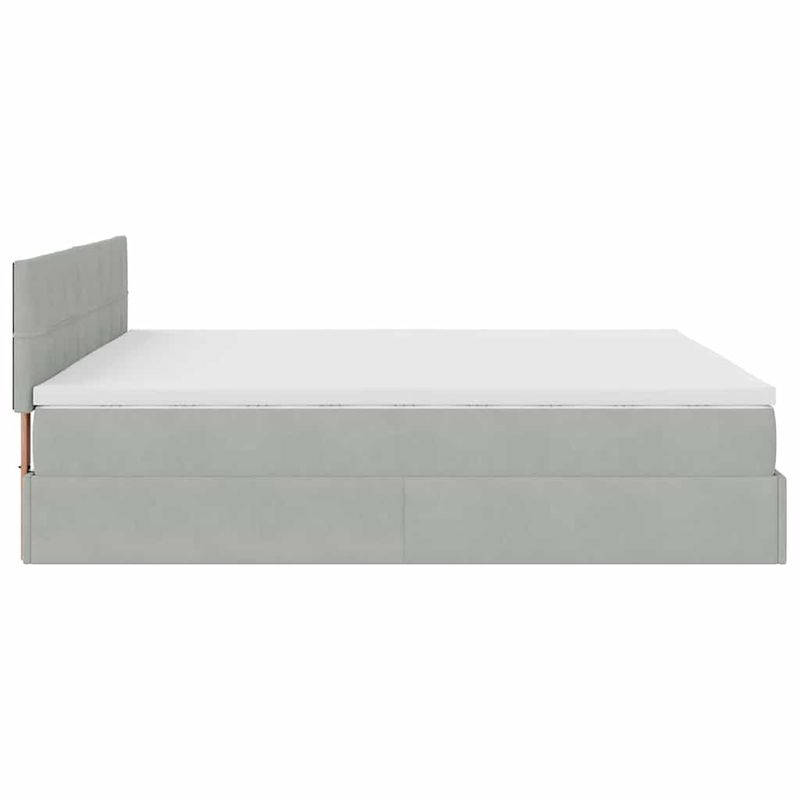 Casa si Gradina - Mobilier - Paturi si accesorii - Paturi - Cadru de pat otoman cu saltea Gri deschis 180x200cm catifea - Infinity.ro