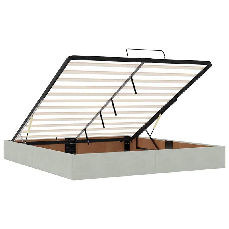 Casa si Gradina - Mobilier - Paturi si accesorii - Paturi - Cadru de pat otoman cu saltea Gri deschis 180x200cm catifea - Infinity.ro