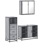 Casa si Gradina - Mobilier - Seturi de mobilier - Seturi baie - Set mobilier de baie, 3 piese, gri sonoma, lemn prelucrat - Infinity.ro