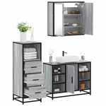 Casa si Gradina - Mobilier - Seturi de mobilier - Seturi baie - Set mobilier de baie, 3 piese, gri sonoma, lemn prelucrat - Infinity.ro