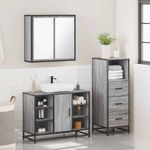 Casa si Gradina - Mobilier - Seturi de mobilier - Seturi baie - Set mobilier de baie, 3 piese, gri sonoma, lemn prelucrat - Infinity.ro