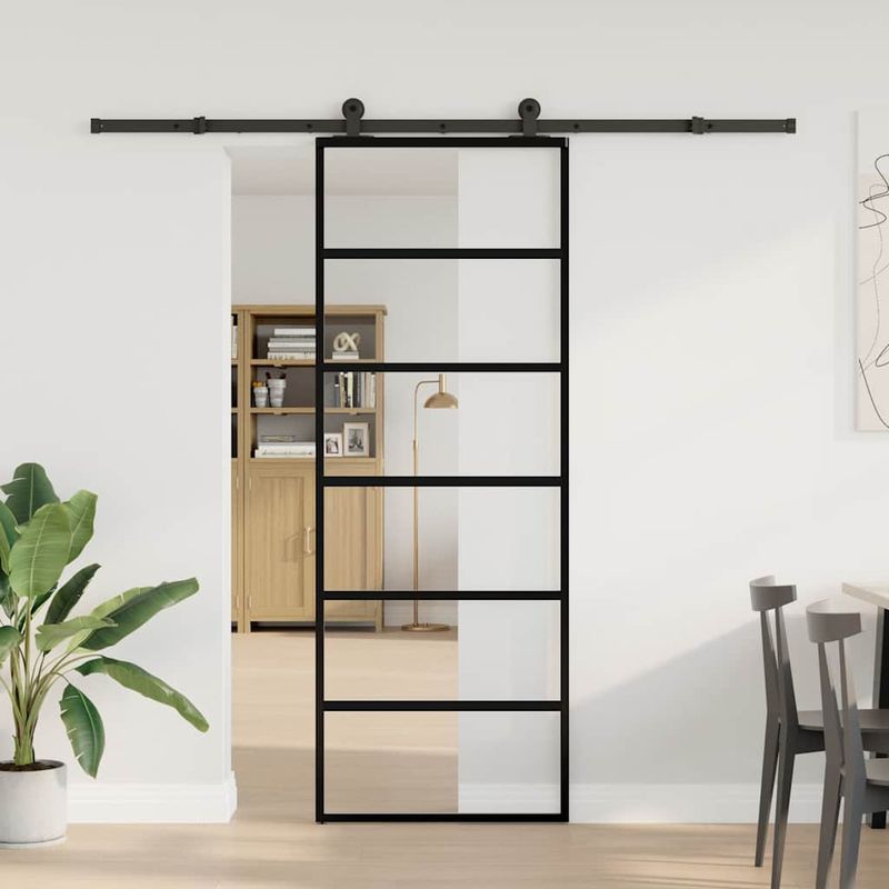 Casa si Gradina - Constructii - Usi interior, exterior si garaj - Usi interior - Usa glisanta cu set feronerie, 76x205 cm, sticla ESG/aluminiu - Infinity.ro