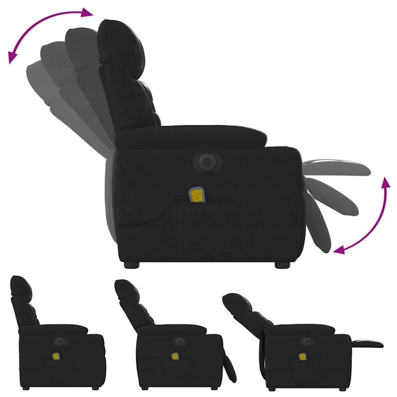 Ingrijire personala si Cosmetice - Sanatate si wellness - Articole wellness - Fotolii de masaj - Fotoliu de masaj rabatabil electric, negru, microfibra - Infinity.ro