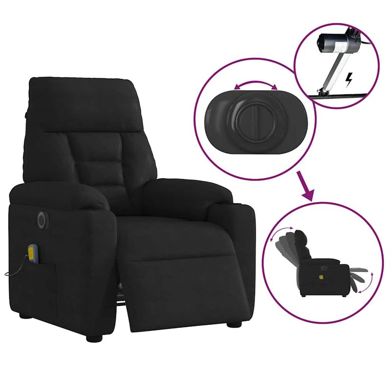 Ingrijire personala si Cosmetice - Sanatate si wellness - Articole wellness - Fotolii de masaj - Fotoliu de masaj rabatabil electric, negru, microfibra - Infinity.ro