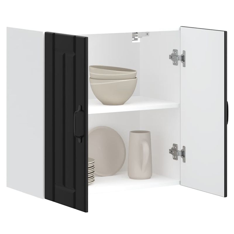 Casa si Gradina - Mobilier - Comode si corpuri - Corpuri bucatarie - Dulap de bucatarie „Lucca” lemn prelucrat negru, model 1x dulap de perete (2 uși), mărime 60x31x60 cm - Infinity.ro