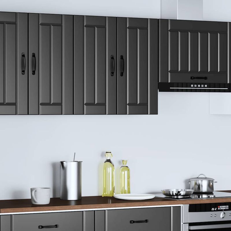 Casa si Gradina - Mobilier - Comode si corpuri - Corpuri bucatarie - Dulap de bucatarie „Lucca” lemn prelucrat negru, model 1x dulap de perete (2 uși), mărime 60x31x60 cm - Infinity.ro