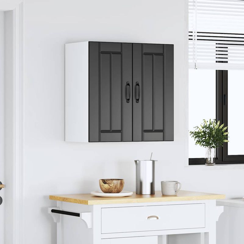 Casa si Gradina - Mobilier - Comode si corpuri - Corpuri bucatarie - Dulap de bucatarie „Lucca” lemn prelucrat negru, model 1x dulap de perete (2 uși), mărime 60x31x60 cm - Infinity.ro