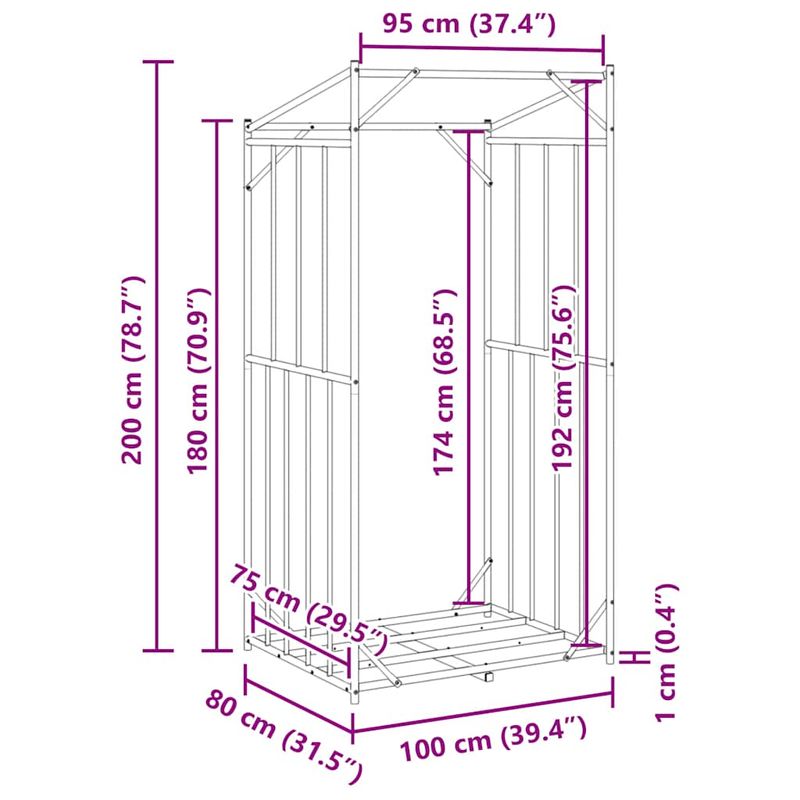 Casa si Gradina - Termice - Sobe, Seminee si accesorii - Accesorii seminee si sobe - Suport pentru lemne de foc cu capac de ploaie Otel galvanizat - Infinity.ro