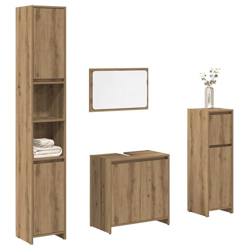 Casa si Gradina - Mobilier - Seturi de mobilier - Seturi baie - Set mobilier de baie, 4 piese, stejar artizanal, lemn prelucrat - Infinity.ro