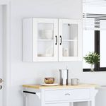 Casa si Gradina - Mobilier - Comode si corpuri - Corpuri bucatarie - Dulap de bucatarie cu usa sticla „Lucca” lemn prelucrat alb, mărime 80x31x60 cm - Infinity.ro