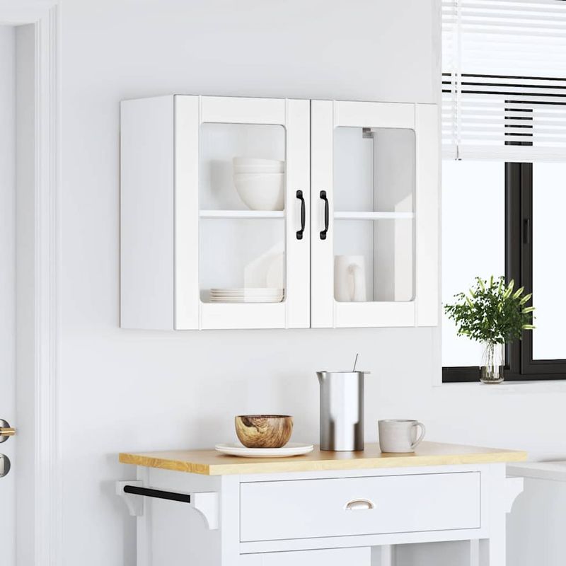 Casa si Gradina - Mobilier - Comode si corpuri - Corpuri bucatarie - Dulap de bucatarie cu usa sticla „Lucca” lemn prelucrat alb, mărime 80x31x60 cm - Infinity.ro