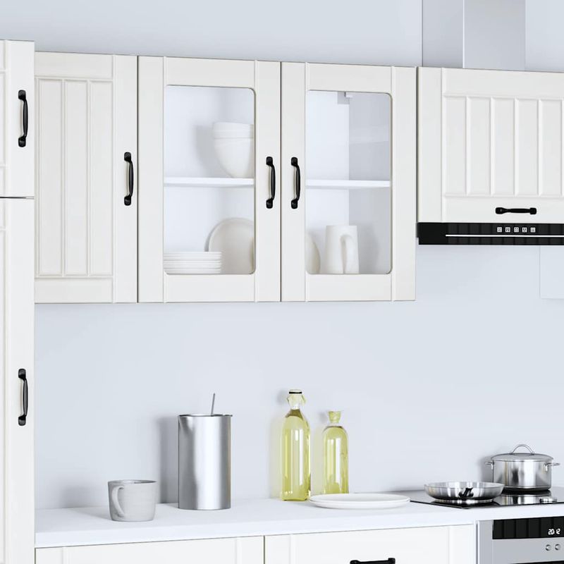 Casa si Gradina - Mobilier - Comode si corpuri - Corpuri bucatarie - Dulap de bucatarie cu usa sticla „Lucca” lemn prelucrat alb, mărime 80x31x60 cm - Infinity.ro