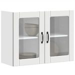 Casa si Gradina - Mobilier - Comode si corpuri - Corpuri bucatarie - Dulap de bucatarie cu usa sticla „Lucca” lemn prelucrat alb, mărime 80x31x60 cm - Infinity.ro