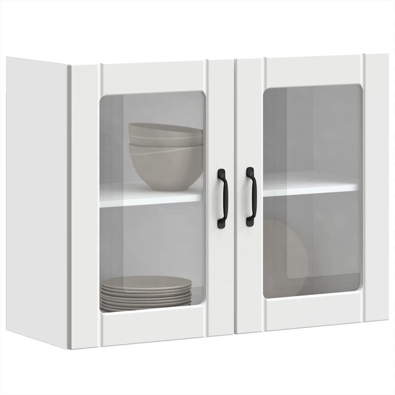 Casa si Gradina - Mobilier - Comode si corpuri - Corpuri bucatarie - Dulap de bucatarie cu usa sticla „Lucca” lemn prelucrat alb, mărime 80x31x60 cm - Infinity.ro
