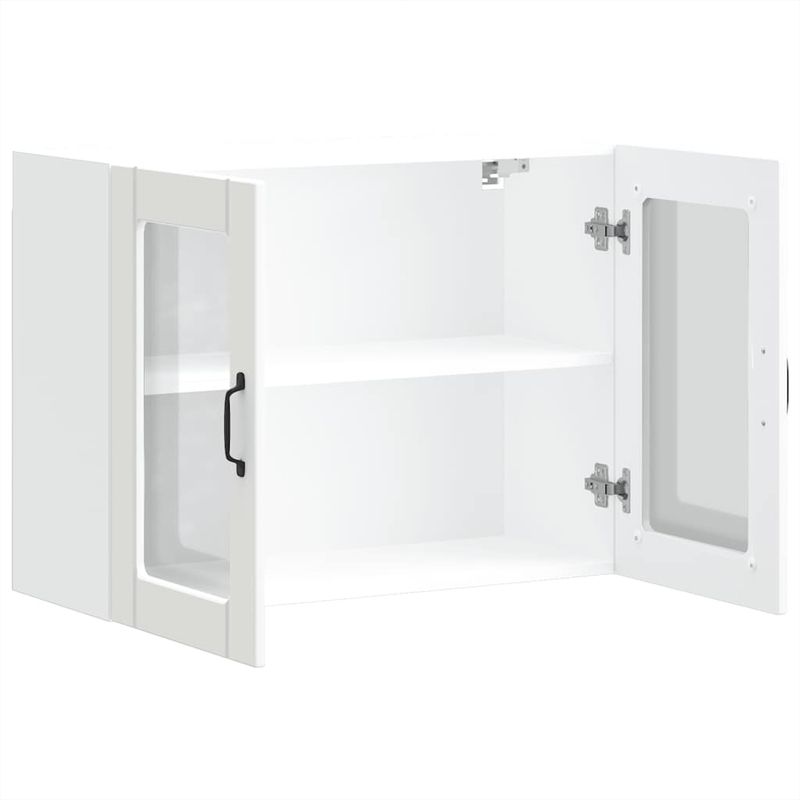 Casa si Gradina - Mobilier - Comode si corpuri - Corpuri bucatarie - Dulap de bucatarie cu usa sticla „Lucca” lemn prelucrat alb, mărime 80x31x60 cm - Infinity.ro