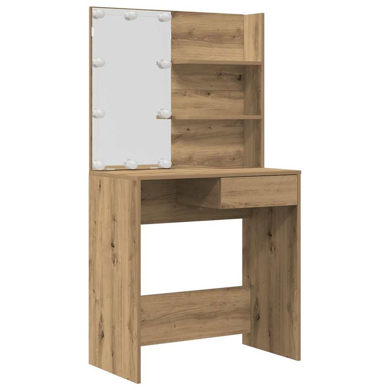 Casa si Gradina - Mobilier - Comode si corpuri - Masute de toaleta - Set de masa de toaleta cu LED Artisan Stejar lemn prelucrat - Infinity.ro