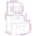Casa si Gradina - Mobilier - Comode si corpuri - Masute de toaleta - Set de masa de toaleta cu LED Artisan Stejar lemn prelucrat - Infinity.ro
