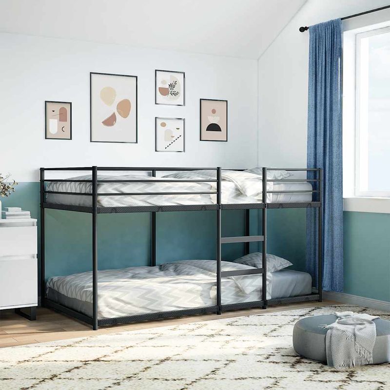 Casa si Gradina - Mobilier - Paturi si accesorii - Paturi - Pat supraetajat fara saltea negru 90x190 cm otel - Infinity.ro