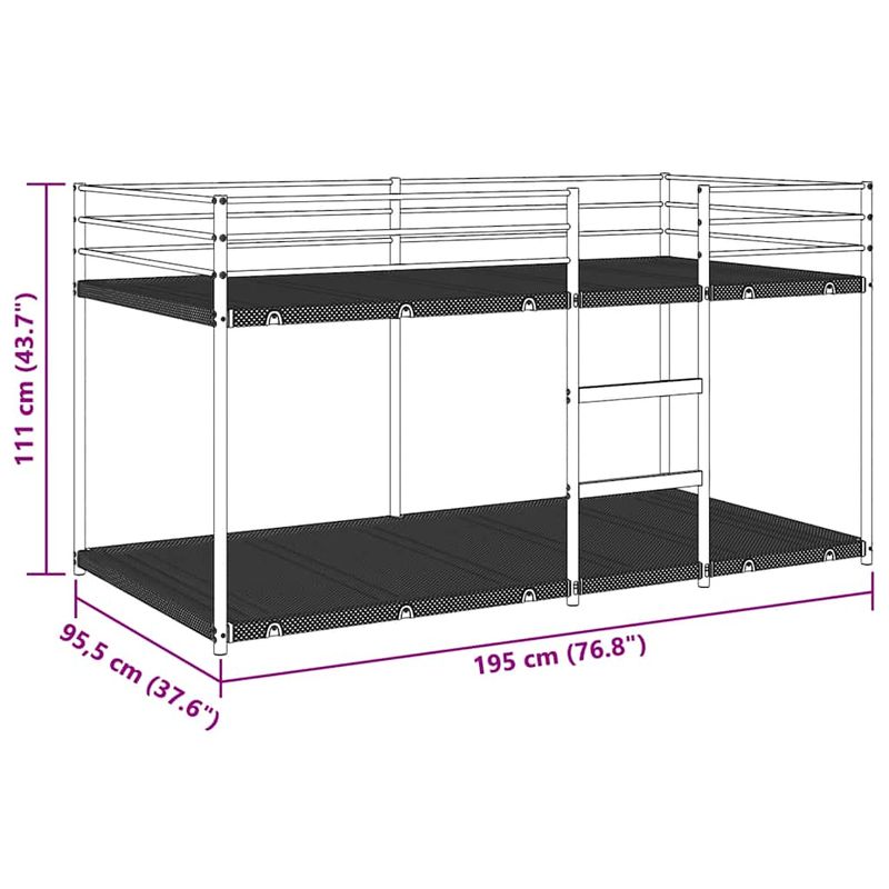 Casa si Gradina - Mobilier - Paturi si accesorii - Paturi - Pat supraetajat fara saltea negru 90x190 cm otel - Infinity.ro