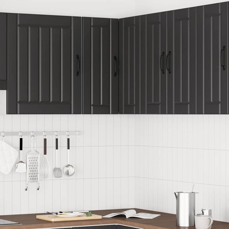 Casa si Gradina - Mobilier - Comode si corpuri - Corpuri bucatarie - Dulap de colt de bucatarie „Lucca” din lemn negru prelucrat - Infinity.ro
