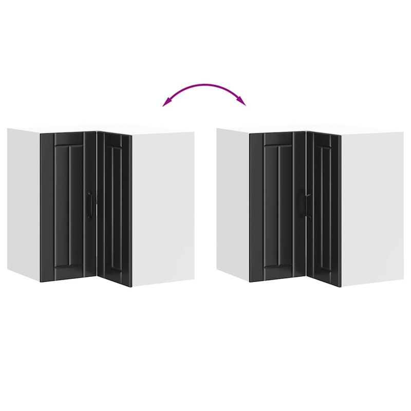 Casa si Gradina - Mobilier - Comode si corpuri - Corpuri bucatarie - Dulap de colt de bucatarie „Lucca” din lemn negru prelucrat - Infinity.ro