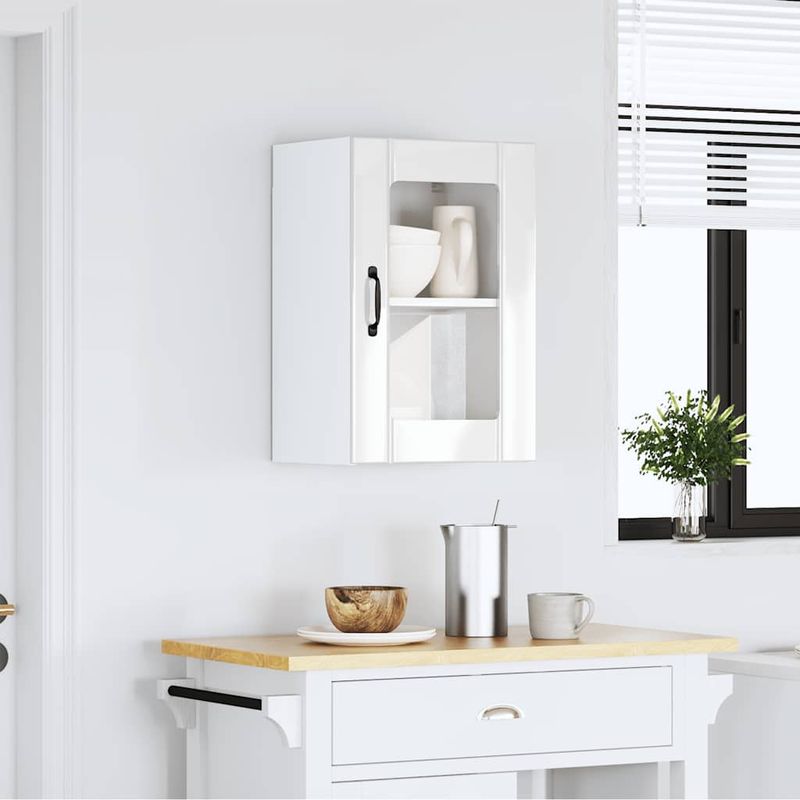 Casa si Gradina - Mobilier - Comode si corpuri - Corpuri bucatarie - Dulap de bucatarie cu usa din sticla „Lucca” alb lucios - Infinity.ro