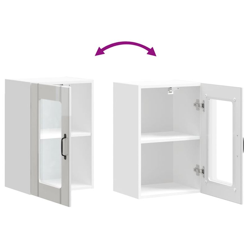 Casa si Gradina - Mobilier - Comode si corpuri - Corpuri bucatarie - Dulap de bucatarie cu usa din sticla „Lucca” alb lucios - Infinity.ro