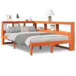 Casa si Gradina - Mobilier - Paturi si accesorii - Paturi - Pat cu biblioteca fara saltea maro 135x190 cm lemn masiv de pin - Infinity.ro