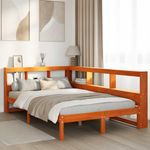 Casa si Gradina - Mobilier - Paturi si accesorii - Paturi - Pat cu biblioteca fara saltea maro 135x190 cm lemn masiv de pin - Infinity.ro